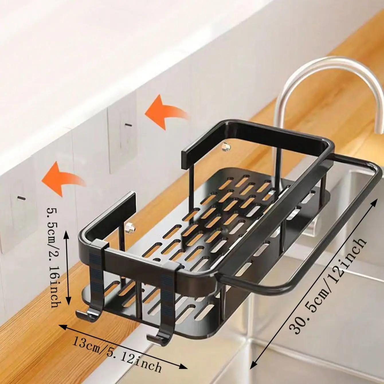 

1PC - Kitchen storage rack, cloth drain rack, sink, dishwashing cloth, sponge storage basket, bathroom storage rack чёрный