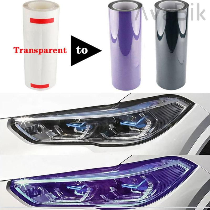 TPU PPF Smart Photochromic Headlight Protection Film Anti-scratch Self-healing White to Purple to Black Color Changing Sticker