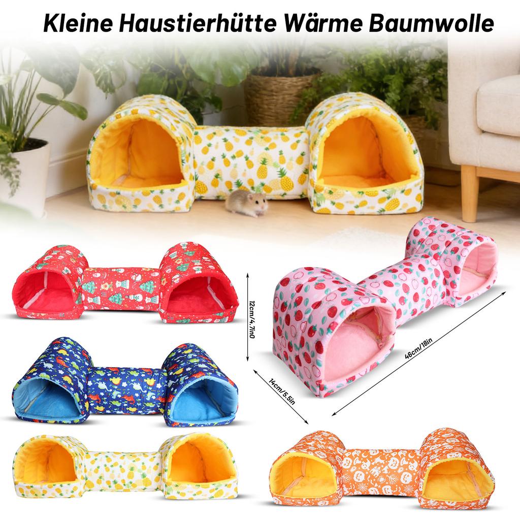 Plush Tunnel Bed for Small Pets Soft Double Tunnel Design Comfortable Hideout and Resting Spot for Guinea Pigs Rabbits Ferrets Hamsters