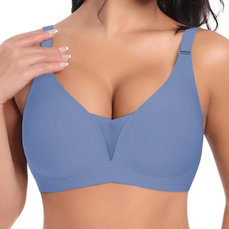 Women's Plus Size Seamless Wireless Bra, Adjustable Strap Full Coverage Comfort Bra