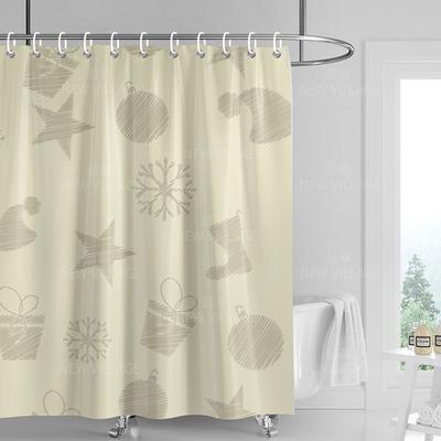 Home Shower Curtains Bathroom Decora Waterproof Fabric Non-slip Bathmat Water Absorption Curtain Modern Nordic Merry Christmas