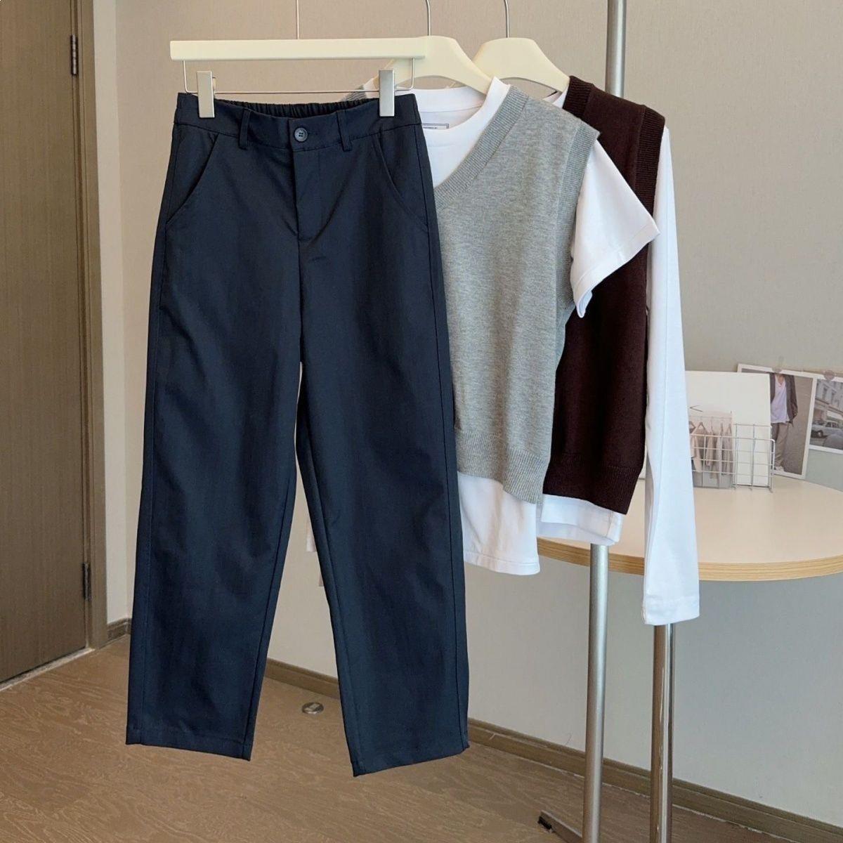 

2026 New High-Waist Straight Loose Slimming Harem Pants for Short People XL (115-125 jin) темно-синий