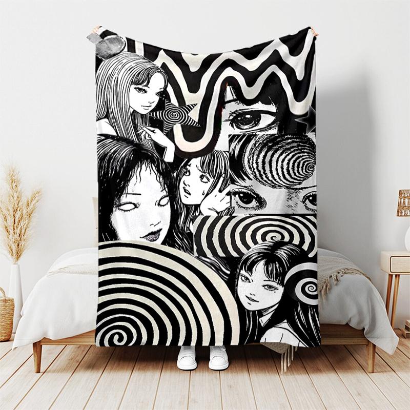 1pc Blanket Thriller Manga Junji Ito Tomie2 Print Design, Lightweight Blanket for Sofa, Bed- Soft &Warm, Gift for All Seasons Like Christmas, Hallowee