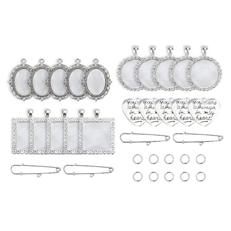 Набор булавок-брошей с подвесками-сердечками для изготовления бижутерии 1