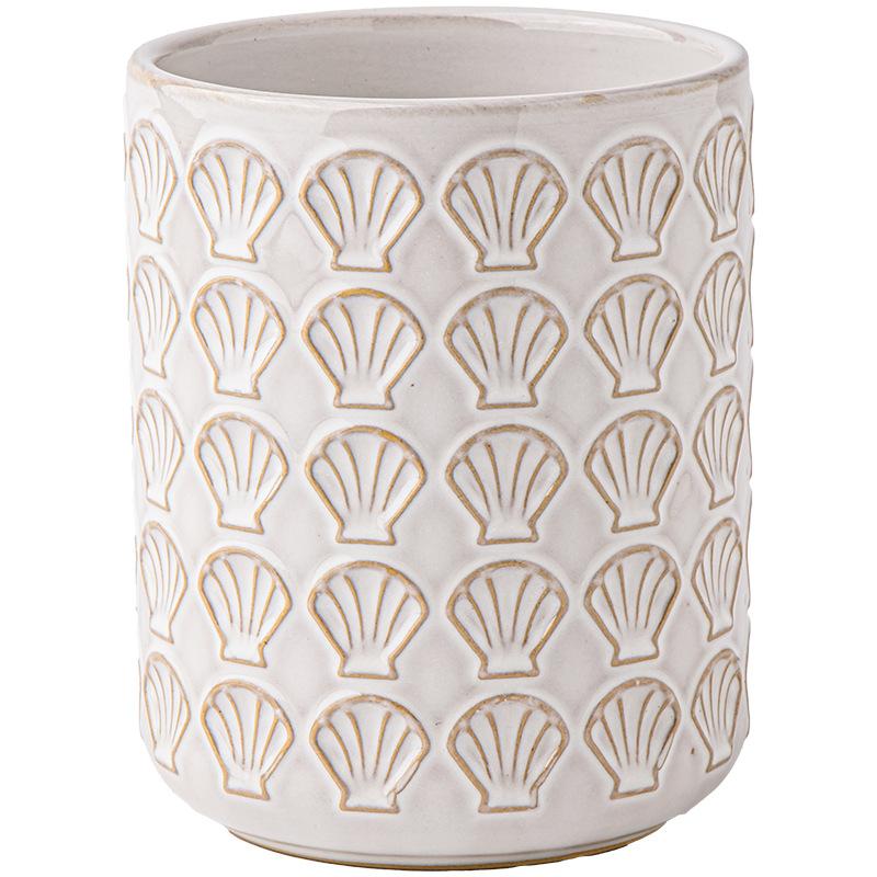 Creative Vintage Ceramic Vase & Storage Jar - Relief Pattern Chopstick Holder, Decorative Kitchen Organizer