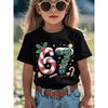 Children's clothing, fun Christmas pattern printed T-shirt, casual round neck short sleeved quick drying children's T-shirt