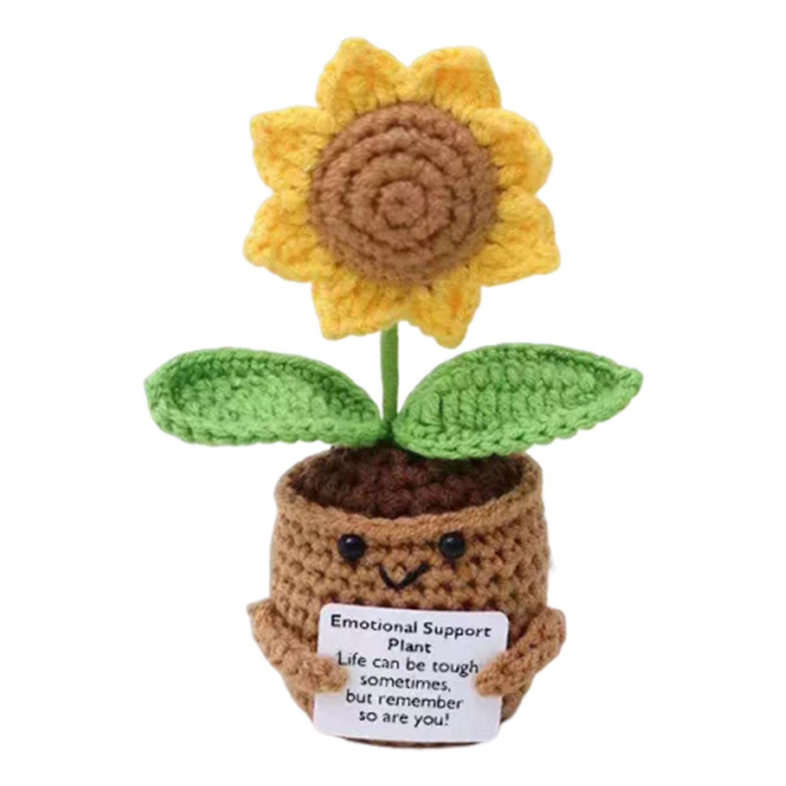 

Knitted Decor Emotional Support Crochet Doll with Card Crochet Potted Tabletop for Women Mom Family Friend Teacher