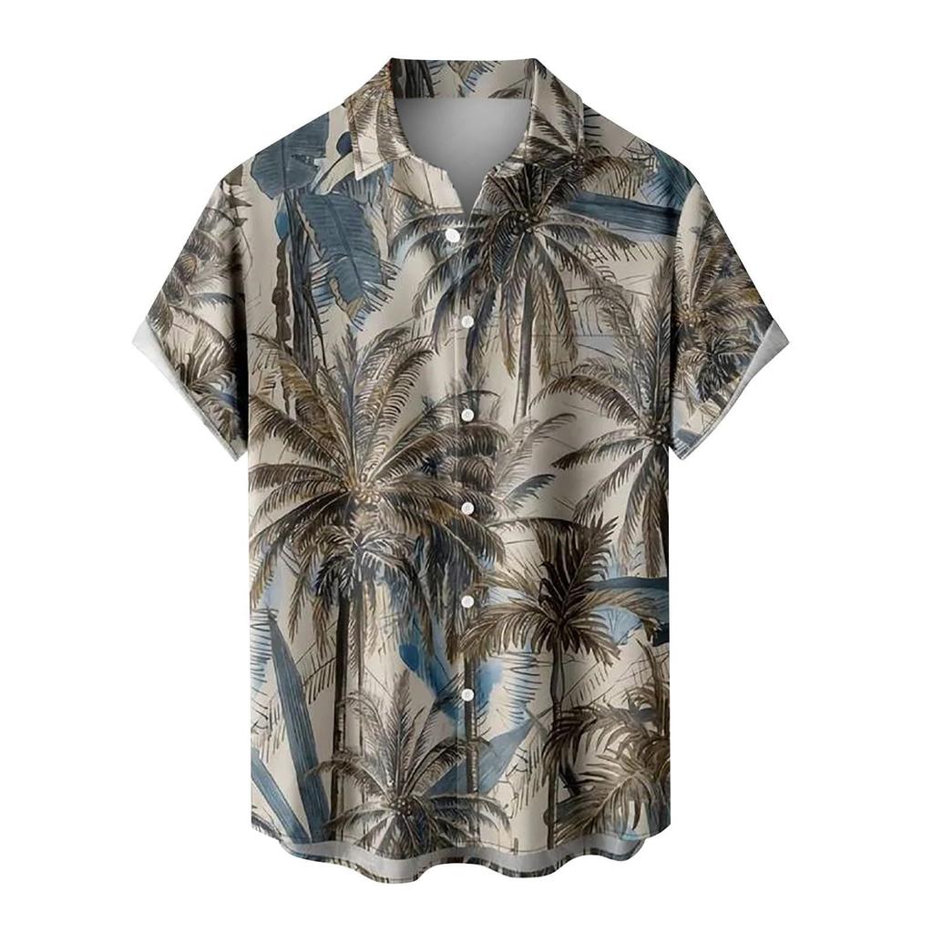 Men'S Hawaiian Vacation Casual Short Sleeve Shirt 3D Printed Fashion Loose Lapel