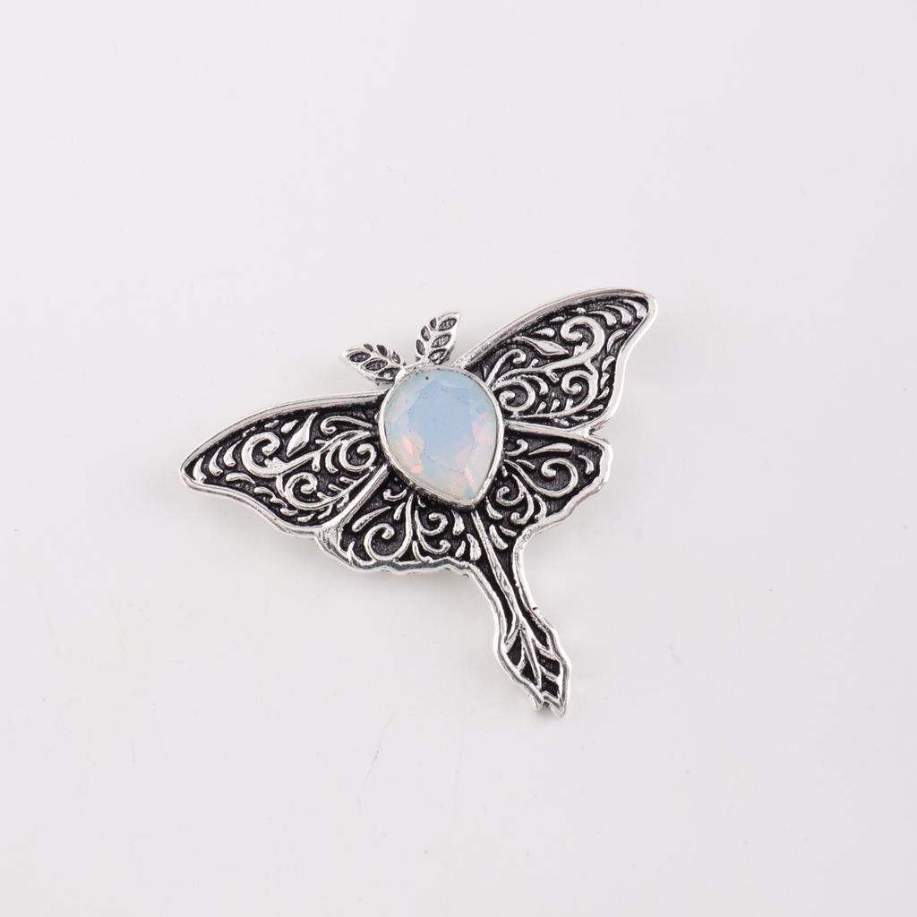 For Women Gift Milky Opal Gemstone 925 Sterling Silver Jewelry Boho Pendant1.2" CP-31-17
