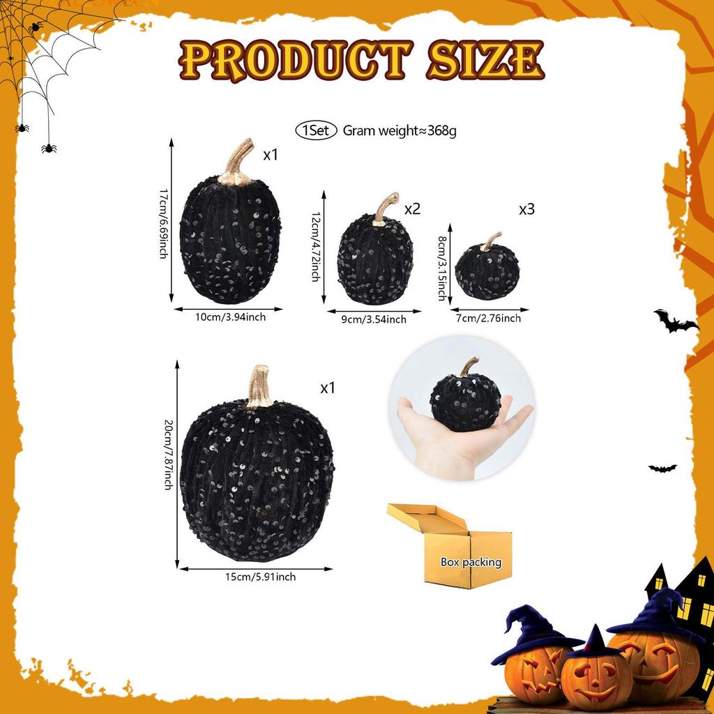 7 Pieces Artificial Glitter Pumpkins Assorted Velvet Pumpkin Faux Fall Decorations