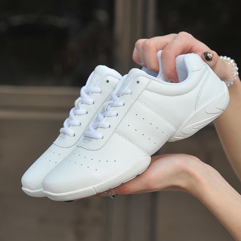Yingrui Women's White Aerobic Dance Shoes - Soft Sole, Non-Slip, Perfect for Cheerleading and Children's Training (Model 610)