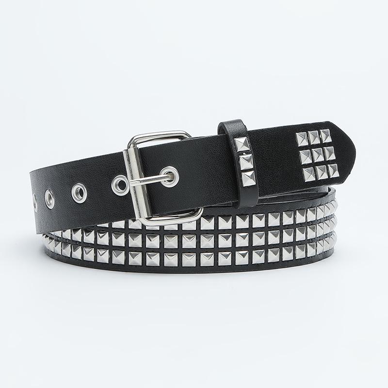 Trendy Unisex Studded Leather Belt: Versatile Soft Pin Buckle for Jeans