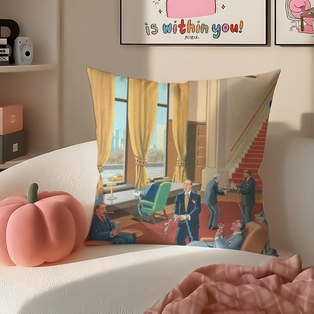 Art Magazine TThe NNew Yorker Cushion Cover Pillowcase Short Plush Invisible Zipper Room Sofa Cushion Cover