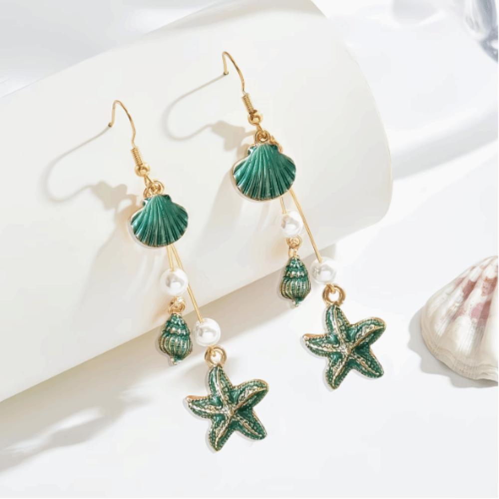 Conch Long Tassel Earrings Zinc Zinc Alloy Dangle Earrings Fashion Starfish Drop Earrings  Gift