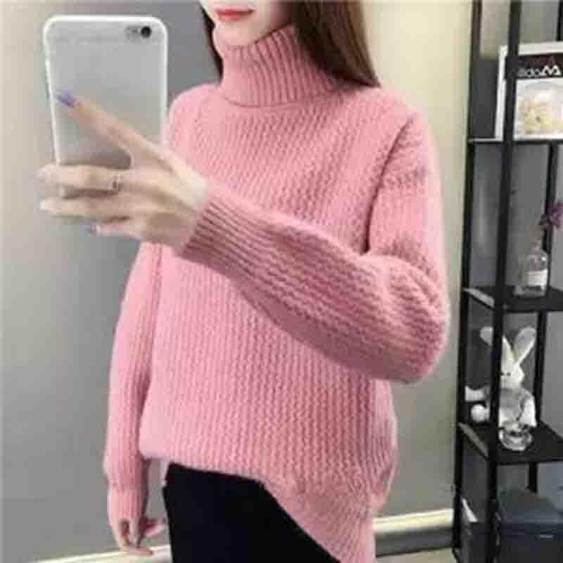 Sweater Women Thick Turtleneck Jumper Loose Pullover Knit Bottoming Shirt Feminina Pull Long Simple Basic Autumn and Winter