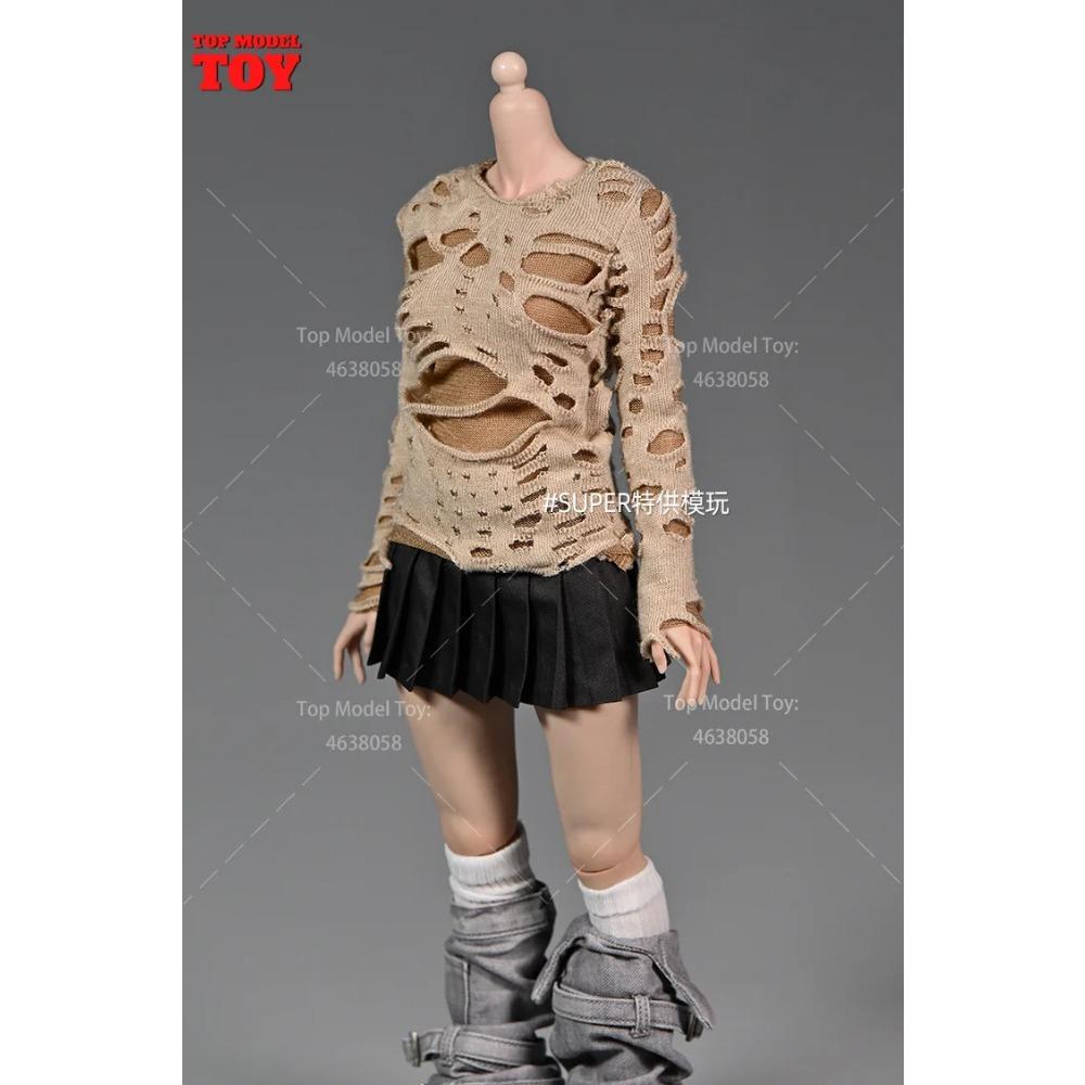 1/6 Roztrhané tričko Džínové šortky Kalhoty Vesta Kryt nohou Oblečení Modelová postava 12'' TBL JO Worldbox Akční figurka ženského vojáka Tělo