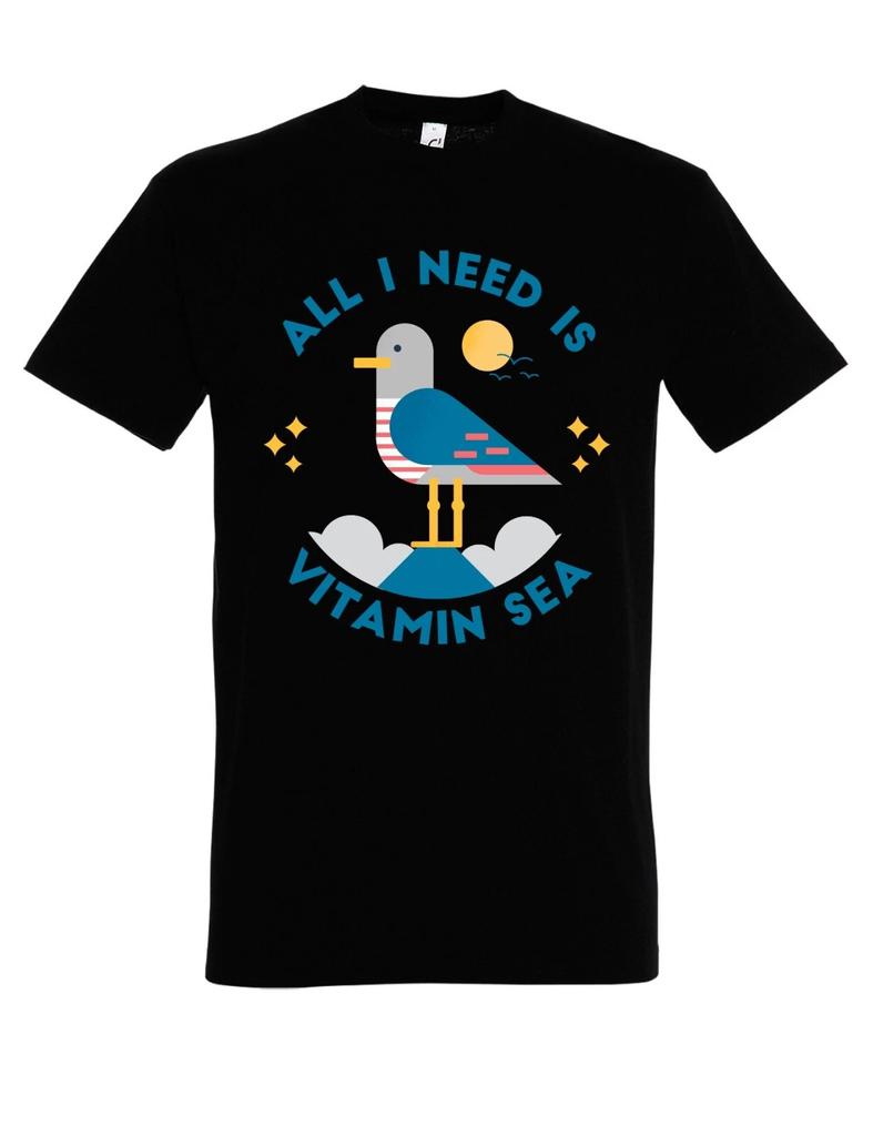 Mens T-Shirt VITAMIN SEA Funny Statement Gift Sun Beach Sea Fun