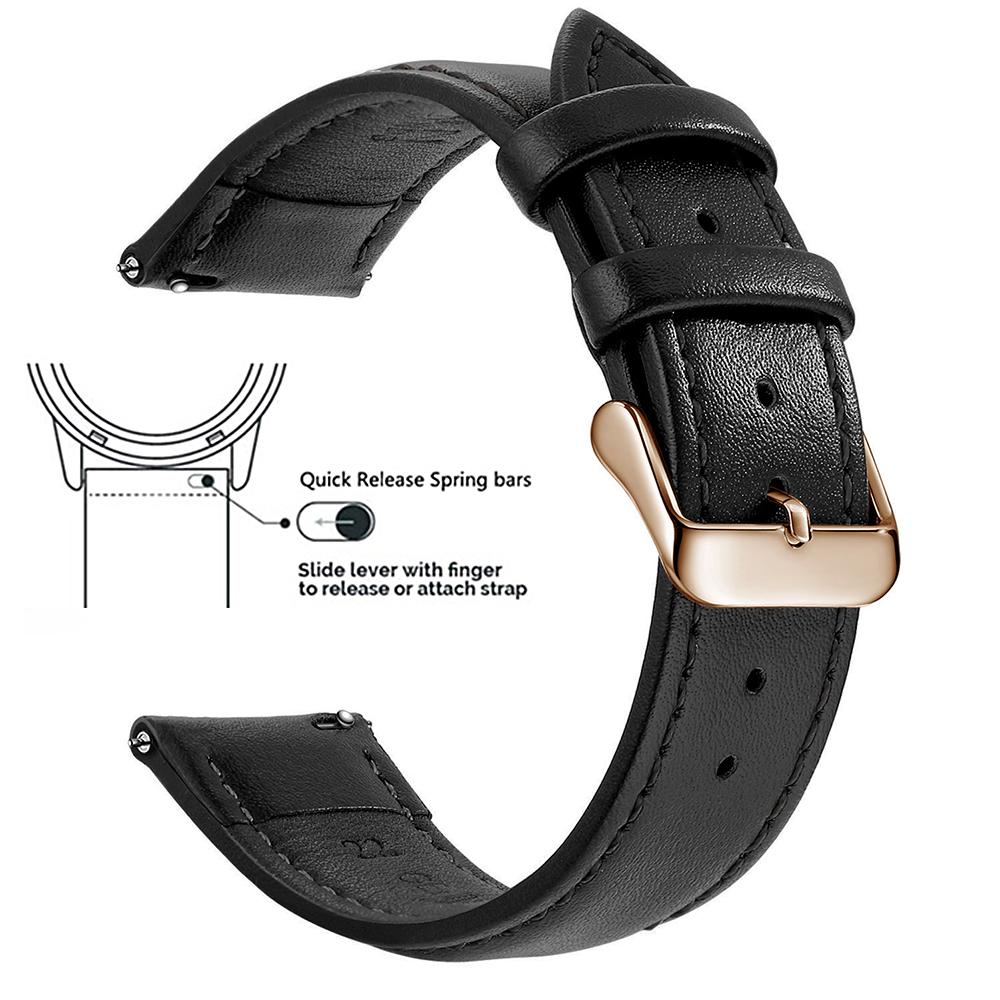Echtes Lederarmband aus Narbenleder, Schnellverschluss 18mm/20mm/22mm Uhrenarmbänder, Passend für Samsung Galaxy Watch, Garmin Huawei Watch