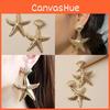 Gold Shell Fashionable Starfish Design Women Metal Earrings For Summer Beach