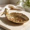 Jewelry Organizers Tray, Resin Leaf Shape with Standing Bird Catchall Trinket Dish for Rings Earrings and Necklaces, Decors Accent for Vanity and