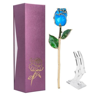 24K Gold Plating Rose Flower with Base Gift for Valentines Day Anniversary Wedding
