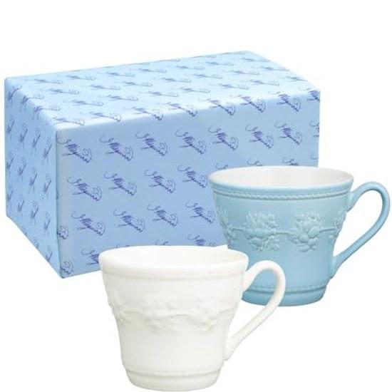 Brand official gift wrapping imported product. Wedgwood Festivity mug 350ml pair set (2 pieces) ivoryblue mugs ceramic Christmas present wedding