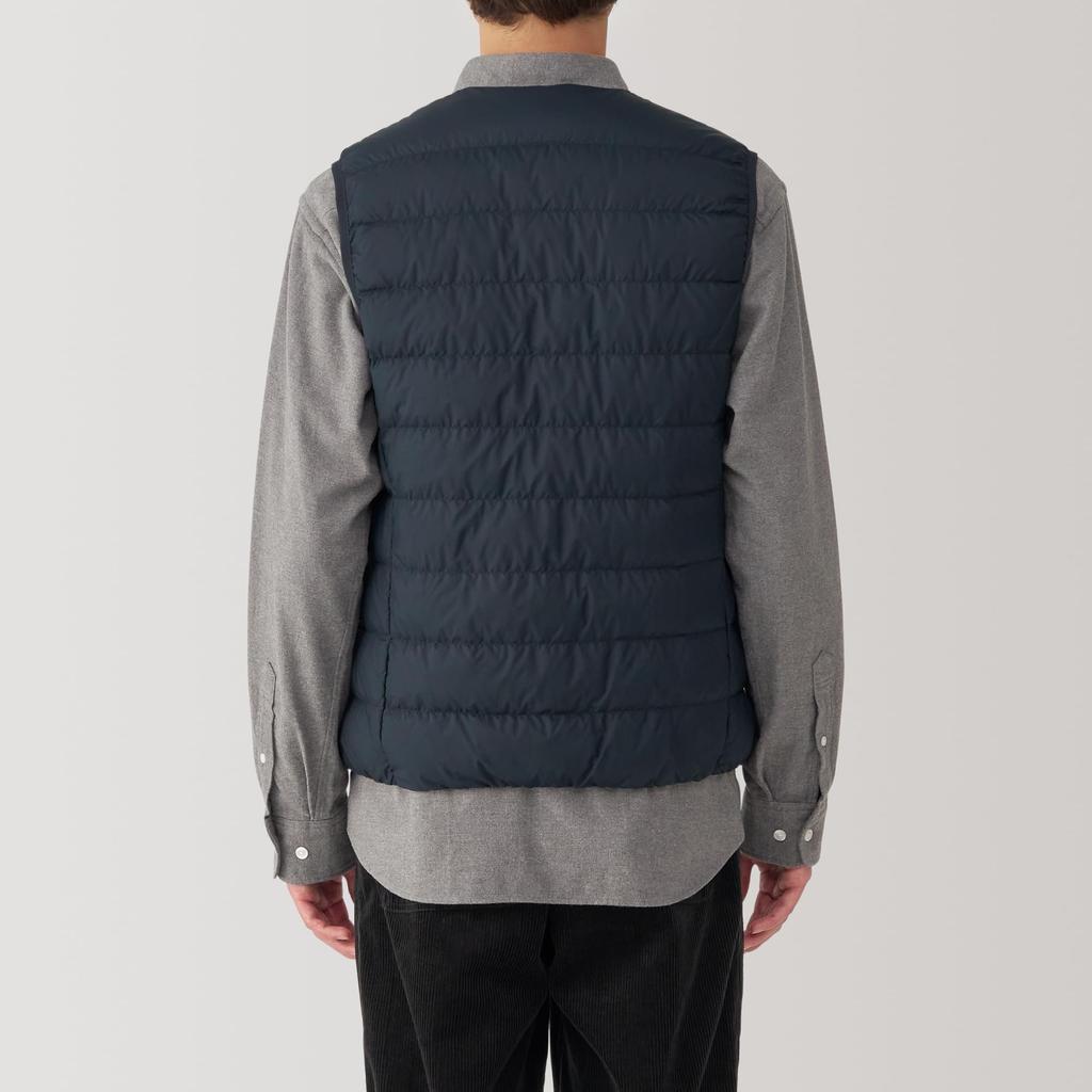 MUJI Lightweight Down Collarless Vest AD0U7A4A Dark Size XL Men's (Anti-Static Lining) Navy,