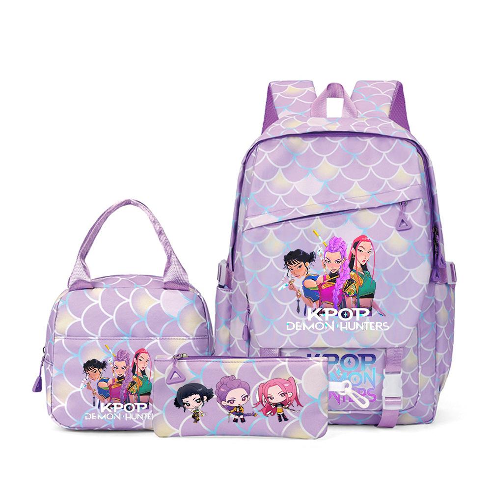 Kpop Demon Hunters, Elementary School Bag, Children'S Backpack, Lunch Bag, Pencil Bag, Three-Piece Set, Student Backpack
