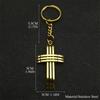 Stainless Steel Jesus Cross Pendant Key Chains for Women Men Gold Color Christian Holy Lord Crucifix Key Ring Jewelry Gift