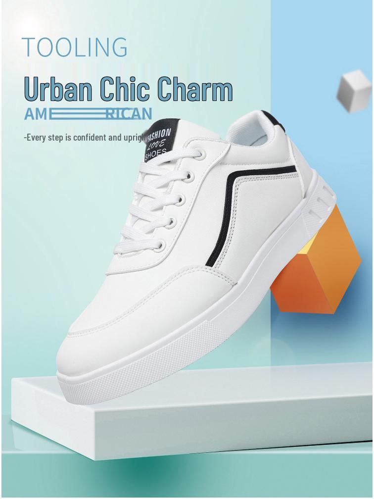 Versatile 2025 Plus Size Men's Fashion Sneakers - All-Season Soft Sole White Shoes