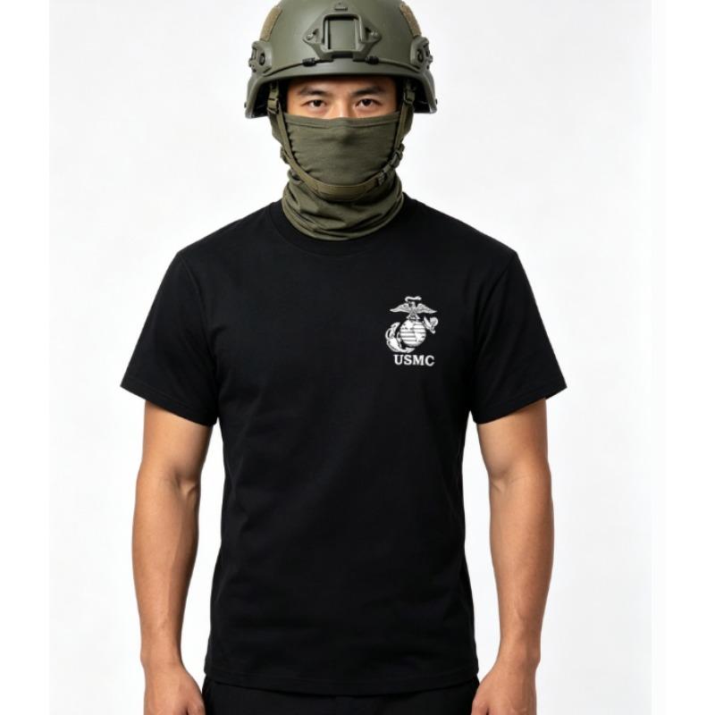 Maglietta da palestra da uomo USMC Corpo dei Marines, Top casual in cotone a maniche corte con scollo rotondo, Fitness militare