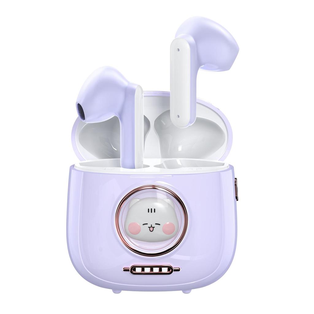 VAORLO Niedliche Bluetooth-Kopfhörer, kabellose Cartoon-Kopfhörer, Geräuschunterdrückung, Stereo-Headset, In-Ear-Ohrhörer für alle Smartphones