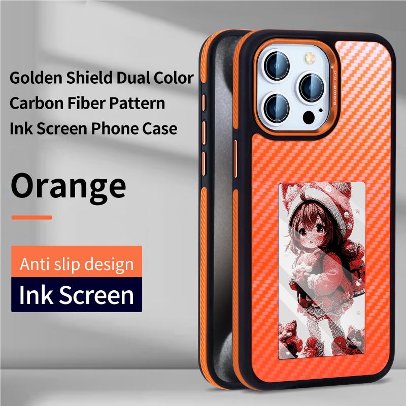 Gold Shield Two-color Carbon Fiber Ink Screen Case for iPhone16 pro/iPhone16 Pro Max, Fully Wrapped, Fully Covered, Anti-drop and Anti-scratch