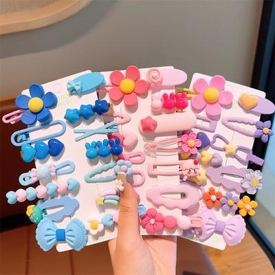 14Pcs/Set Children Hair Accessories Colorful Flower Hairpins Cute Bows Heart Side Clip Lovely Rabbit Barrettes Girls Headdress