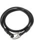 Zanipolo Tarzini Double-Wrap Double-Line Leather Bracelet (Black), Approx. 0.3cm Wide, Approx. 18cm Long, Men's Stainless Steel