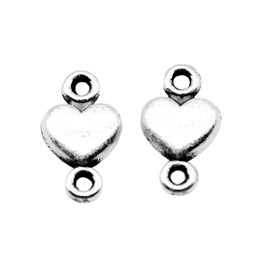 

40шт Маленькие Подвески-Соединители Сердца Подвески Античное Серебро Цвет Цинковый Сплав 10X5мм