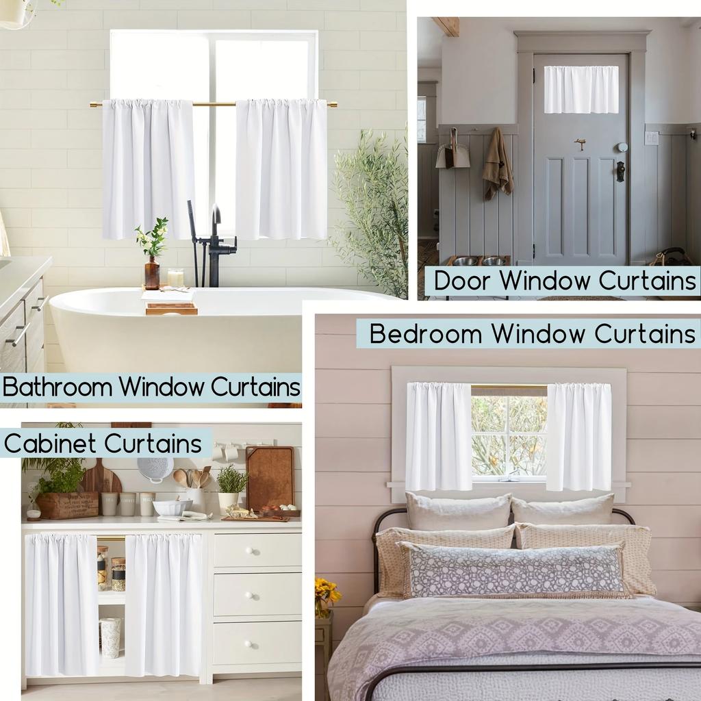 2 Pcs Window curtain,Modern Fresh Checkered Sunflower Printed Home Decoration Kitchen Bedroom Window Curtains With Rod Pocket