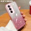 KEYSION Luxury Plating Glitter Phone Case for OPPO Reno12 Pro 5G Transparent Soft TPU Shockproof Back Cover for OPPO Reno12 5G