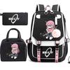 Anime Backpack Students With Lunch Bag Pencil Case Combo - Street Style Canvas School Middle