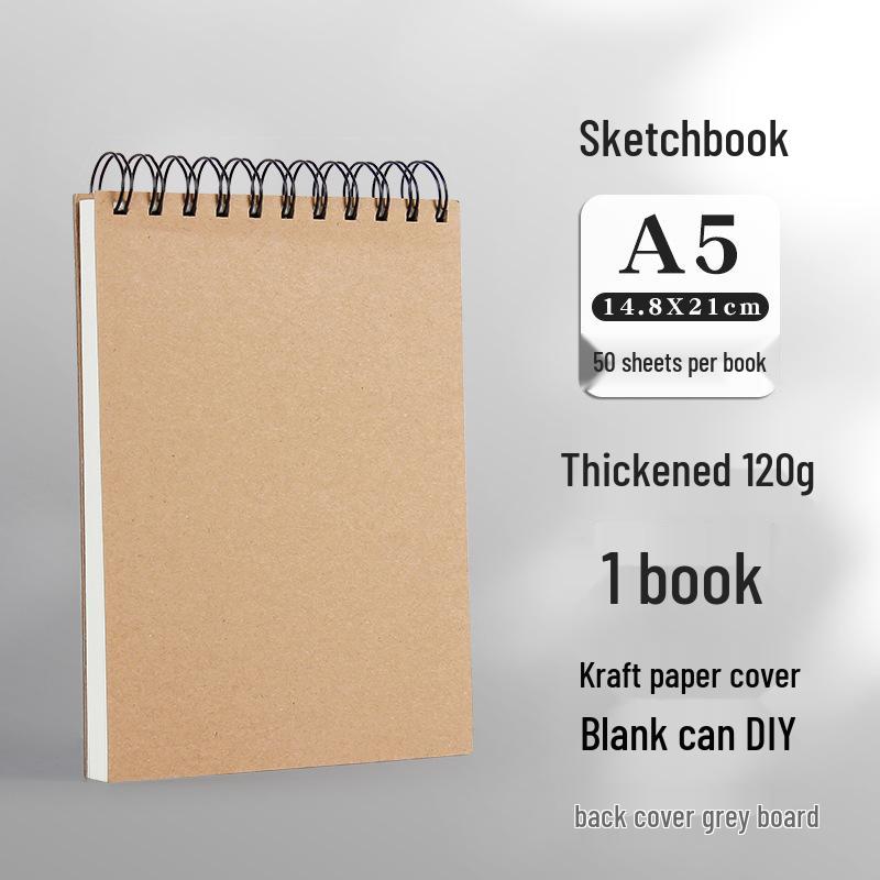 Szkicownik A5 na spirali dla uczniów szkół podstawowych - Kompaktowy, gruby, w twardej oprawie, poziomy