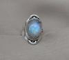 Rainbow Moonstone Ring: Sterling Silver Statement Jewelry, Artisan Boho Design