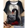 Modisches Damen Rundhals Kurzarm 3D Tier Farbdruck Tier Kurzarm Rundhals T-Shirt