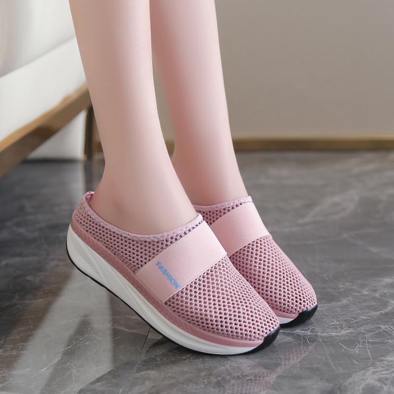 Fashion Slip-On Women'S Walking Sandals 2025New Breathable Mesh Casual Shoes Breathable with Arch Support Knit Shoes Thickened Soft Sole