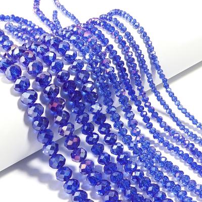 1 Strand 3 4 6 8 10mm Rondelle Faceted Crystal Beads Blue AB Glass Loose Spacer Bead For DIY Jewelry Making Bracelet Accessories