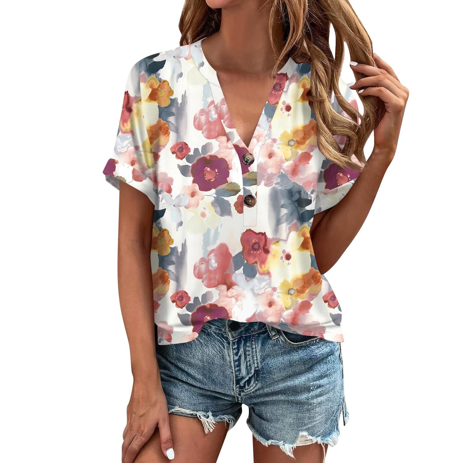 

Модные женские свободные летние простые повседневные топы с V-образным вырезом и короткими рукавами XL винный