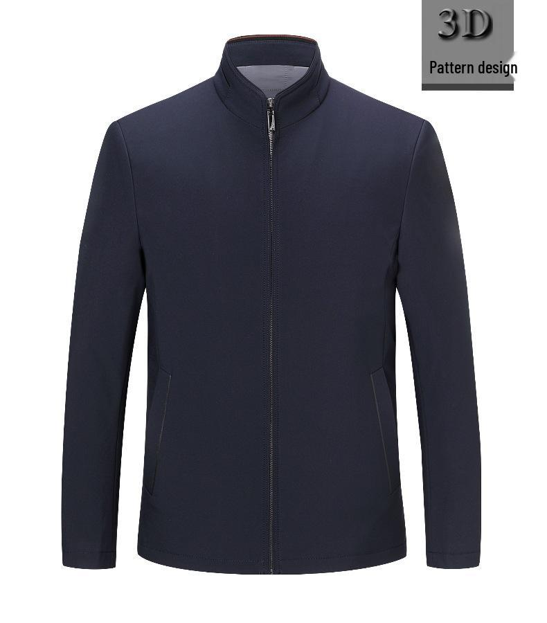 Men's Cotton Stand Collar Jacket - Business Casual, Mid-Age Dad Wear, 2024 Autumn/Winter, Loose Outerwear