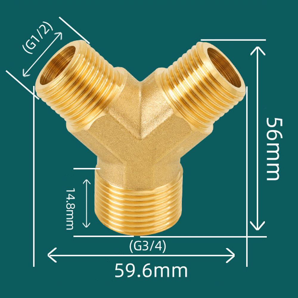Raccordo a Y in ottone H58 Filettatura BSPP da 1/2" 3/4" Riduttore equalizzatore Giunto di unione ispessito Adattatore per acqua/gas Connettore