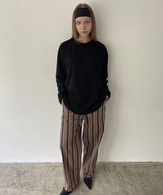 Onyueooun Brown Striped Trousers