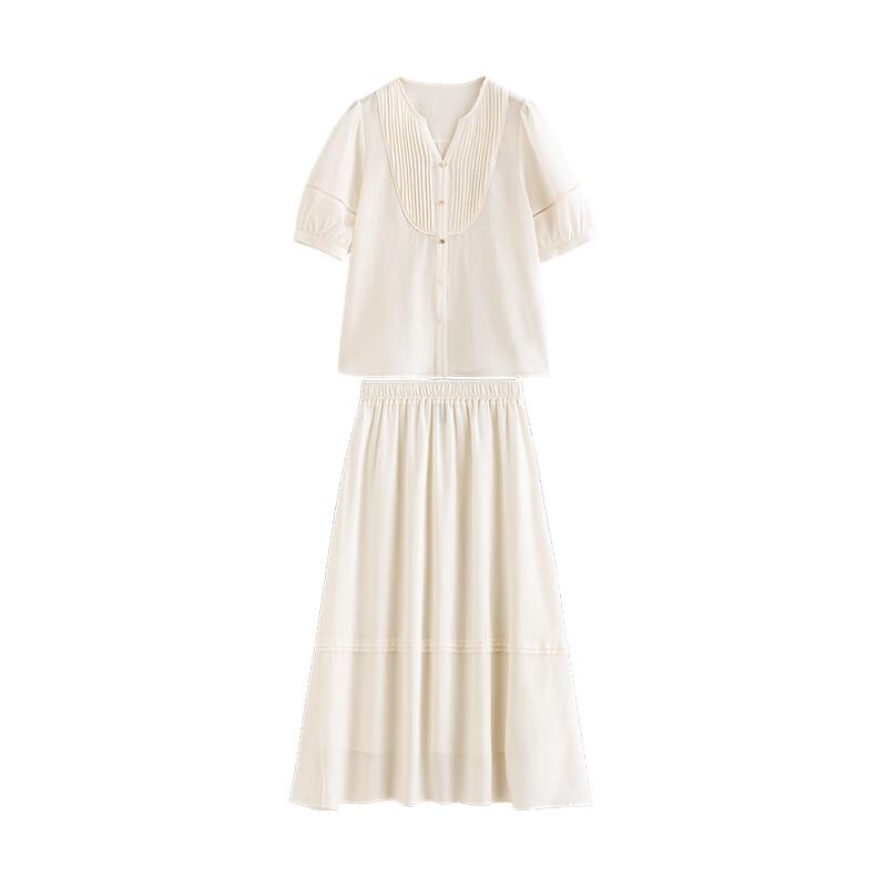 French Chic Acetate Shirt & Skirt Two-Piece Set