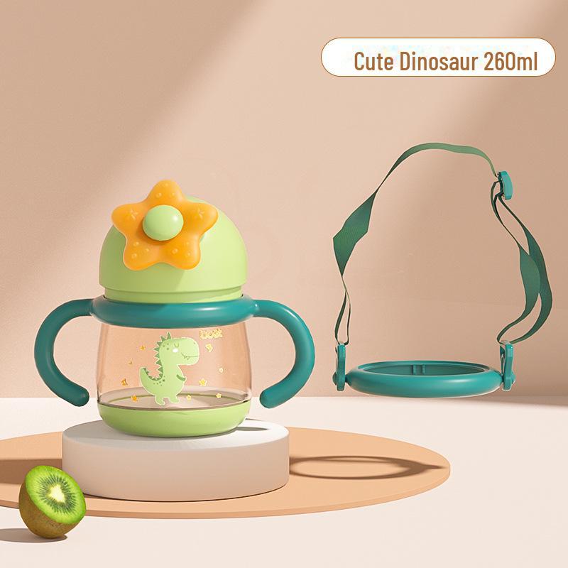 Dual-Purpose Baby Elephant Water and Milk Cup with Straw for 6+ Months